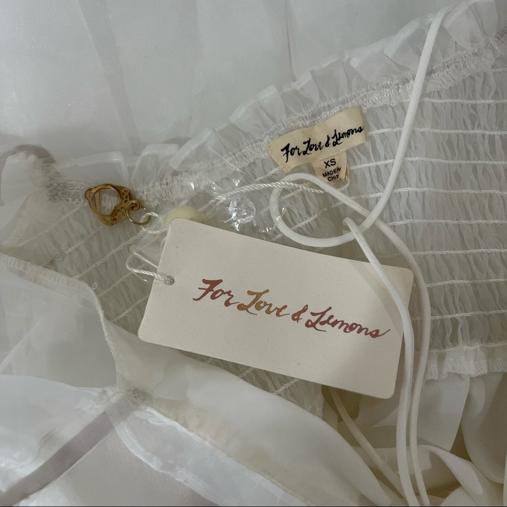 * NEW For Love & Lemons Cinched Babydoll Dress in White G60 - Picture 6 of 6